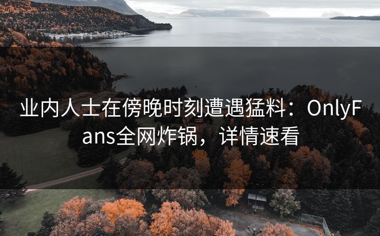 业内人士在傍晚时刻遭遇猛料：OnlyFans全网炸锅，详情速看
