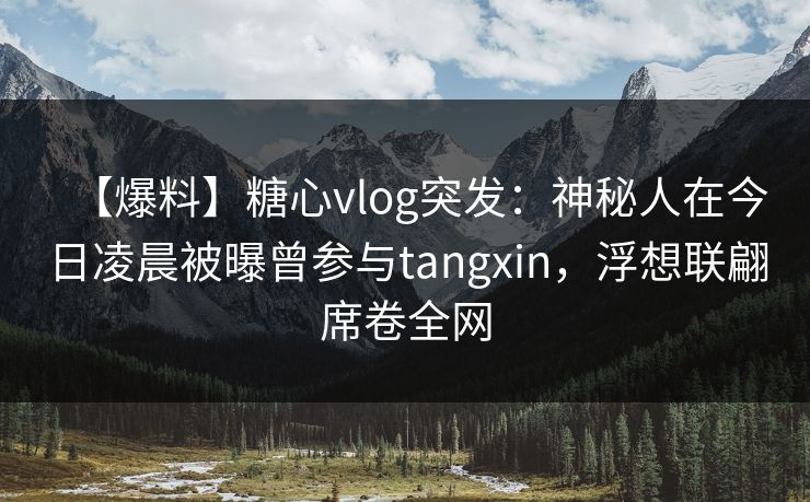 【爆料】糖心vlog突发：神秘人在今日凌晨被曝曾参与tangxin，浮想联翩席卷全网