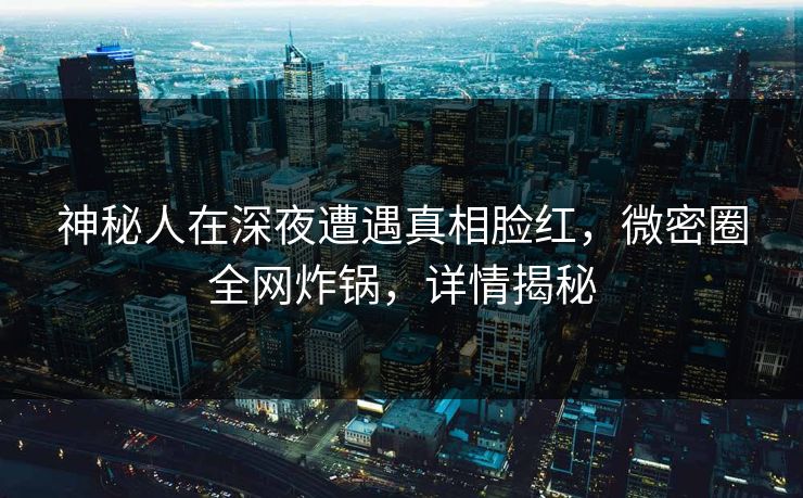 神秘人在深夜遭遇真相脸红，微密圈全网炸锅，详情揭秘