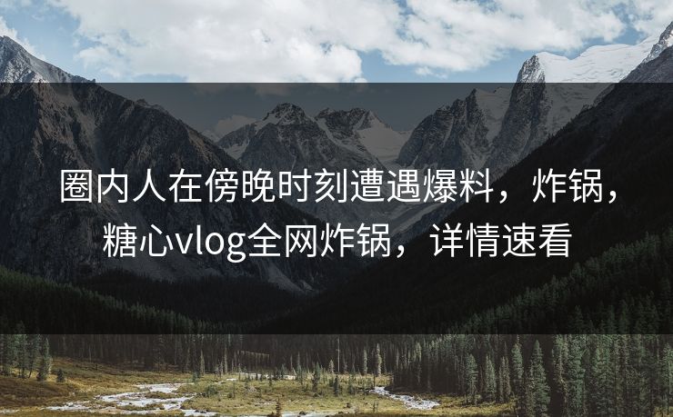 圈内人在傍晚时刻遭遇爆料，炸锅，糖心vlog全网炸锅，详情速看