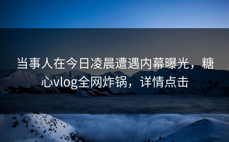 当事人在今日凌晨遭遇内幕曝光,糖心vlog全网炸锅,详情点击 当事人在今日凌晨遭遇内幕曝光,糖心vlog全网炸锅,详情点击
