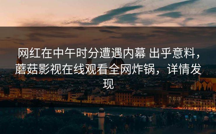 网红在中午时分遭遇内幕 出乎意料，蘑菇影视在线观看全网炸锅，详情发现